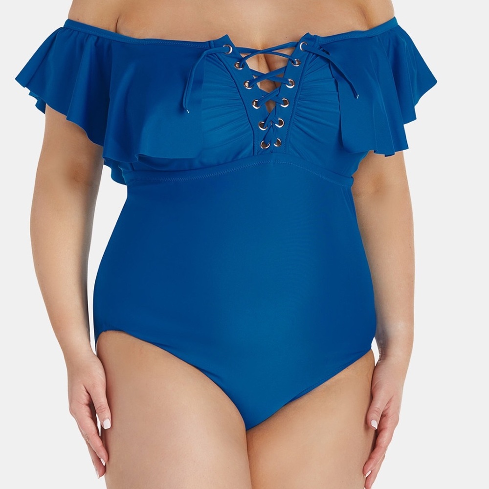 Off the Shoulder one piece swimsuit.